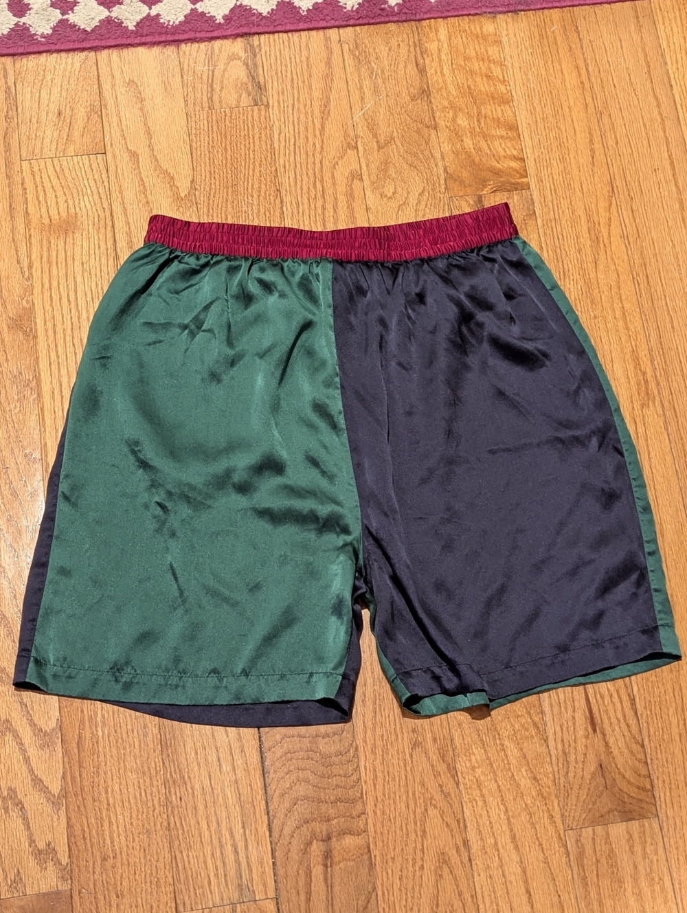 Vintage 100% Silk Color Block Pull On Short by West Lake Size Medium Green Blue